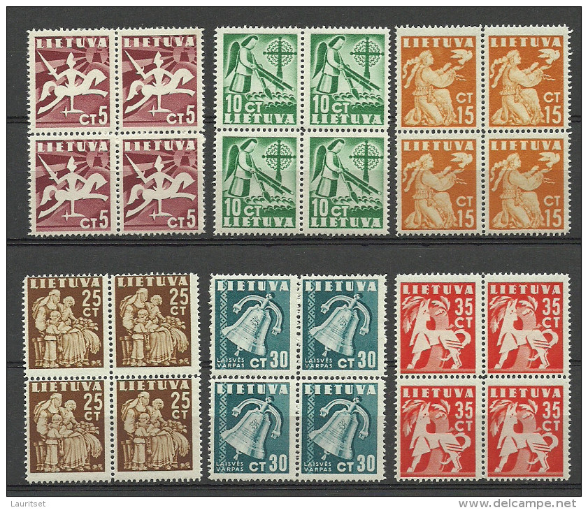 LITAUEN Lithuania1940 Michel 437 -  442 In 4-Blöcke MNH - Litauen