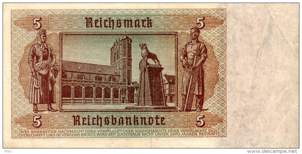 Germany,5 Reichsmark,P.186a,see Scan - 5 Reichsmark