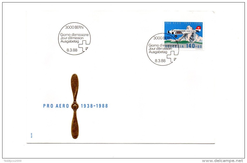 PRO AEREO AUSGABETAG BERN 8.3.88 - Lettres & Documents