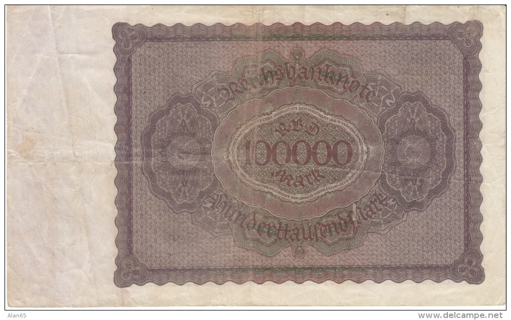 Germany #83a 100,000 Marks 1923 Banknote Currency Money - 100000 Mark