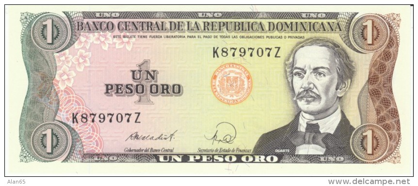 Dominican Republic #126, 1 Peso Oro 1988 Banknote Currency - Dominicana