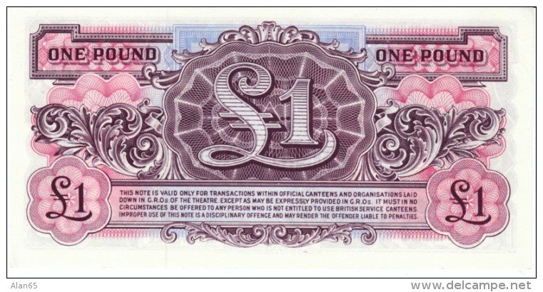 United Kingdom #M22a, 1 Pound British Armed Forces Special Voucher Banknote Currency - Forze Armate Britanniche & Docuementi Speciali