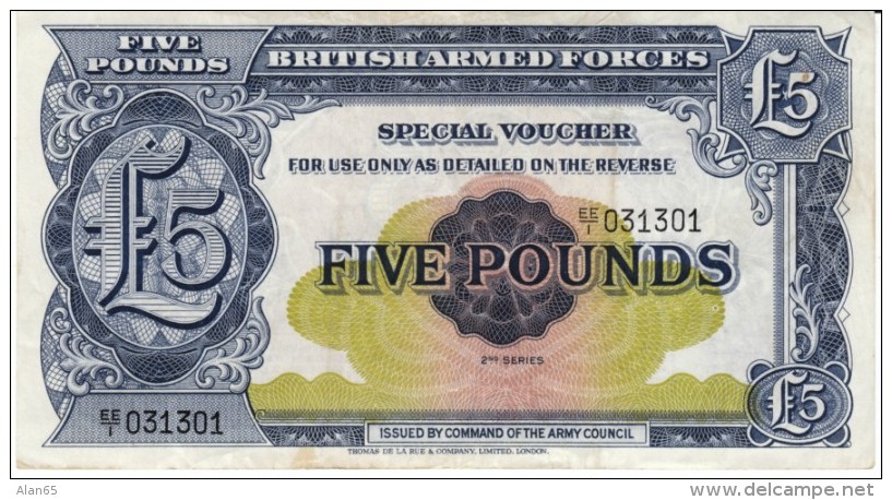 United Kingdom #M23, 5 Pound British Armed Forces Special Voucher Banknote Currency - British Armed Forces & Special Vouchers