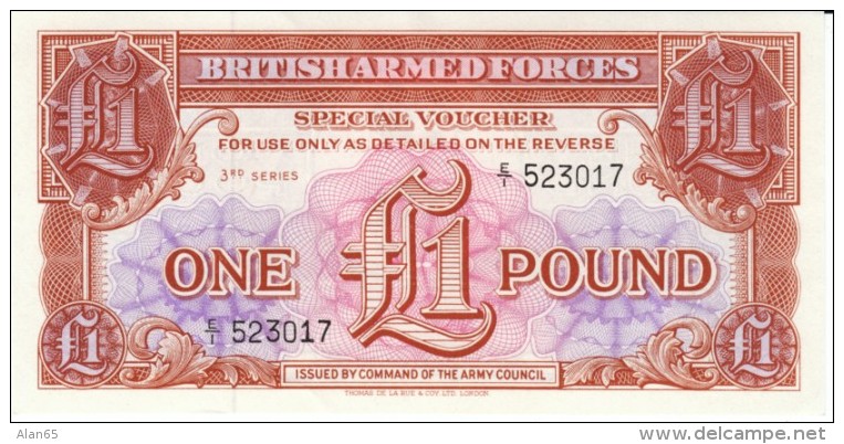 United Kingdom #M29, 1 Pound 1956 British Armed Forces Special Voucher Banknote Currency - Forze Armate Britanniche & Docuementi Speciali