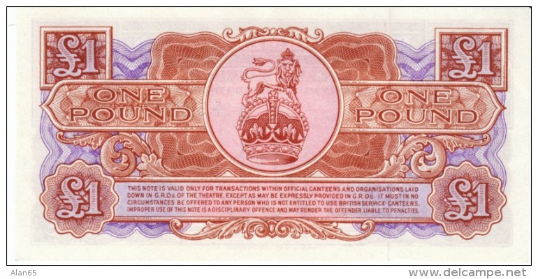 United Kingdom #M29, 1 Pound 1956 British Armed Forces Special Voucher Banknote Currency - Forze Armate Britanniche & Docuementi Speciali