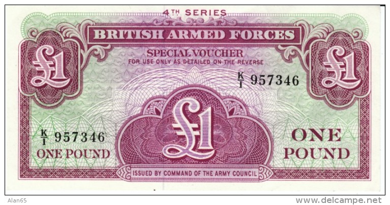 United Kingdom #M36, 1 Pound 4th Issue British Armed Forces Special Voucher Banknote Currency - British Troepen & Speciale Documenten