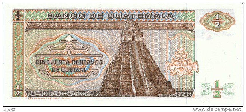 Guatemala #65, 50 Centavos 1986 Banknote Currency - Guatemala