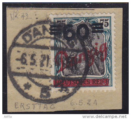 Germany Free City Of Danzig 1921 Definitive, Cutting With First Day Postmark 6.5.1921 - Autres & Non Classés