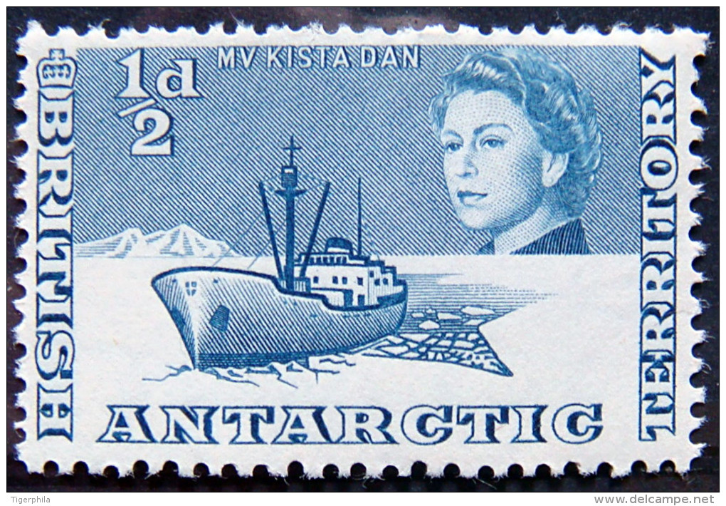BRITISH ANTARCTIC TERRITORY 1963 1/2d M.V.Kista Dan Ship MNH WHITE GUM Scott1 CV$1 - Unused Stamps