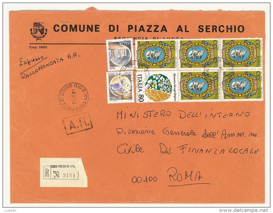 CAP 55035 - PIAZZA AL SERCHIO - LU - RACC EXP - ANNO 1981 -  F.TO 18 X 24  - STORIA DEI COMUNI D´ITALIA - Macchine Per Obliterare (EMA)