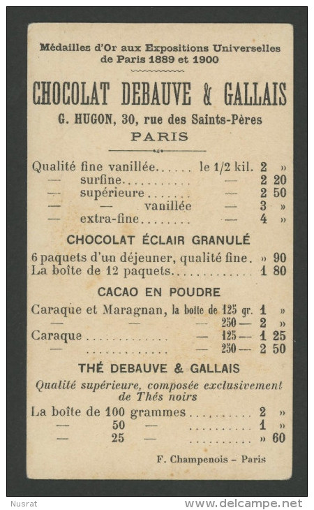 Chocolat Debauve & Gallais,  Chromo Lith. Champenois TM16-15, Instruments De Travail, Métiers, Bûcheron, La Cognée - Félix Potin