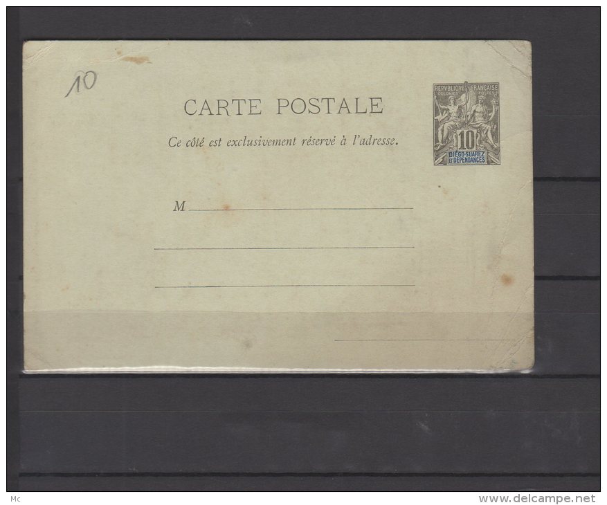 Diego Suarez -  Entier Postal 10 C Noir Neuf - - Lettres & Documents