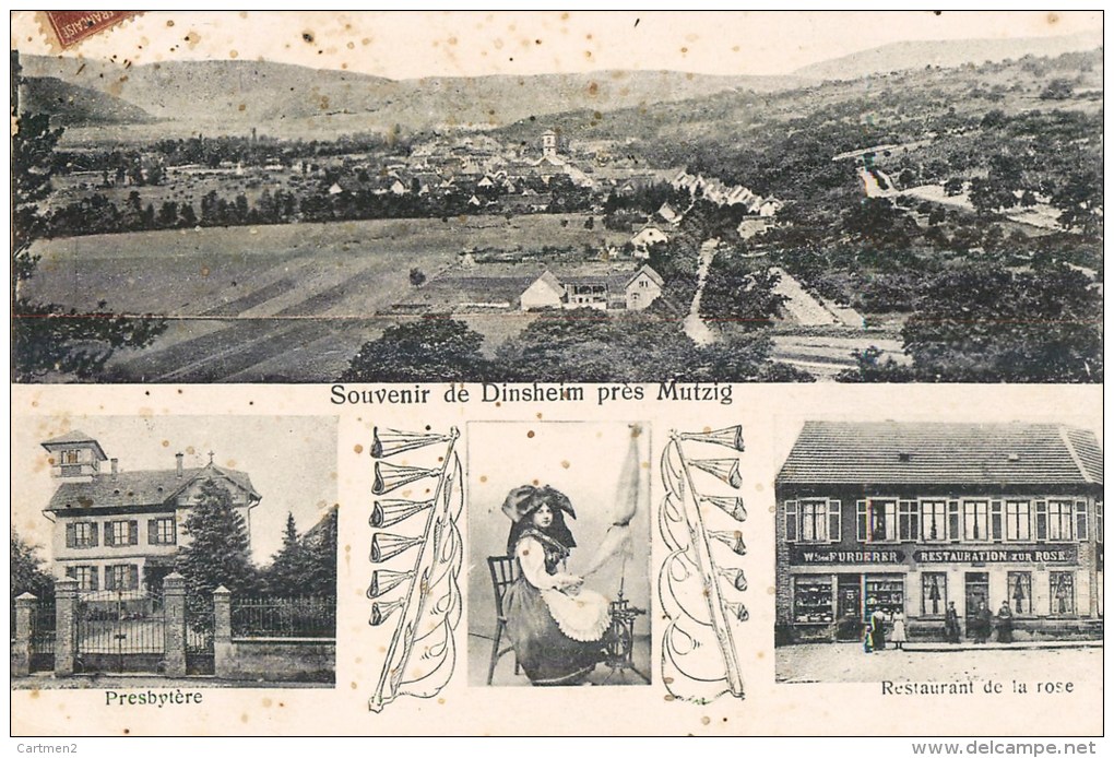 SOUVENIR DE DINSHEIM PRES DE MUTZIG RESTAURANT DE LA ROSE FURDERER PRESBYTERE ALSACE MULTIVUES 67 - Altri & Non Classificati