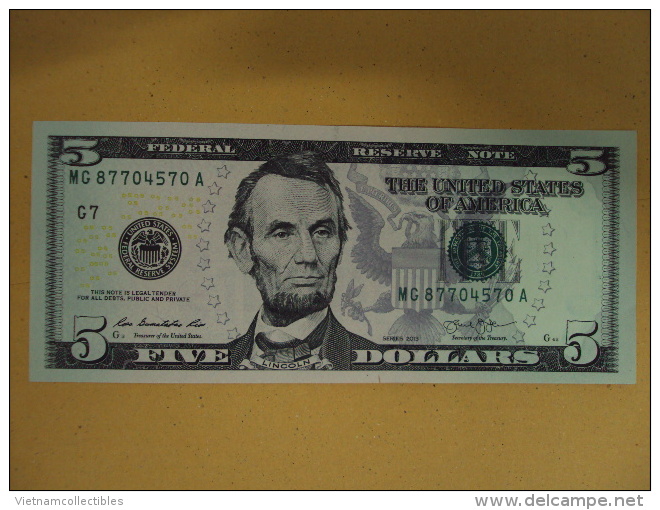 US USA 5 Dollars UNC Banknote 2013 - Andere & Zonder Classificatie