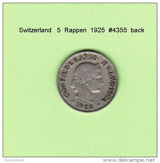 SWITZERLAND   5  RAPPEN  1925  (KM # 26) - Otros & Sin Clasificación