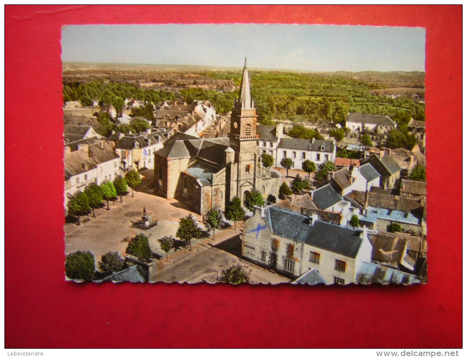 CPSM   EN AVION AU DESSUS DE CLEGUEREC  L´EGLISE SAINT GUEREC      VOYAGEE - Cleguerec