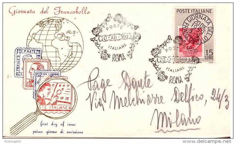 Fdc Service Italia: 1959 GIORNATA FRANCOBOLLO ; No Viaggiata; AS_Roma - FDC