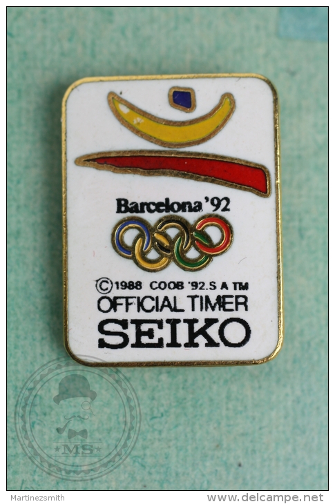 Olympic Games - Barcelona 1992 - Seiko Oficial Timer Advertising - Pin Badge #PLS - Juegos Olímpicos