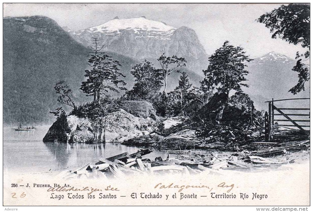 Rarität &gt; ARGENTINIEN? &gt; Lago Todos Los Santos - El Techado Y El Bonete - Territorio Rio Negro, Karte Gel.um 1900 - Argentinië