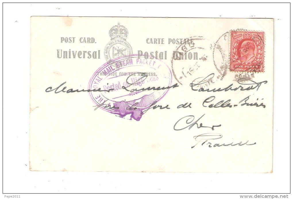 CPA Royal Mail Steam Packet : Barbades : Illustration Bateaux Sur La Mer - Mail Steamers Barbados Tampon Royal Mail - Barbades