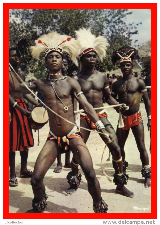 DANSEURS DU GROUPE MEDY L´AFRIQUE EN COULEURS TRIBU TRIBAL HOMMES NU ETHNIQUES ET CULTURES SUPERBE CPSM PHOTO HOA-QUI - Africa