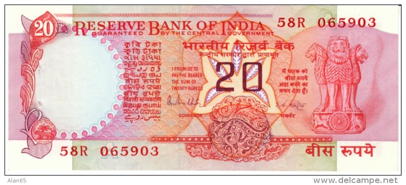 India #82g, 20 Rupee 19B5-90 Anknote Currency - India