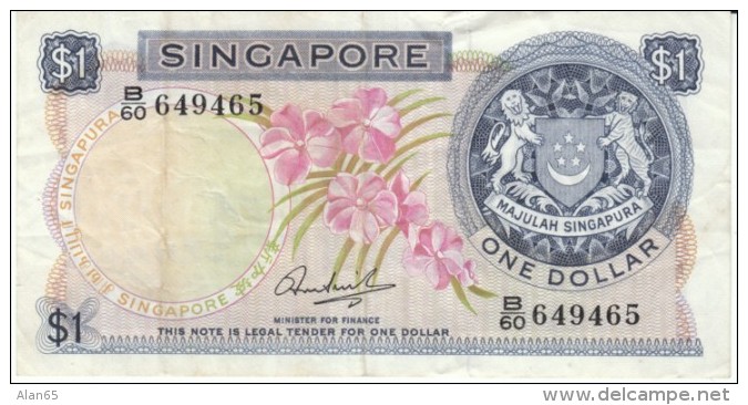 Singapore #1c, 1 Dollar 1971 Banknote Currency - Singapore
