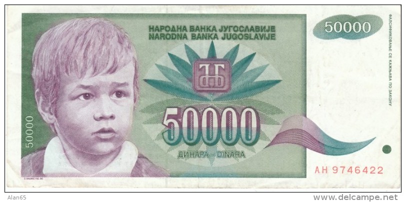 Yugoslavia #117, 50000 Dinars, 1992 Banknote Currency - Yugoslavia