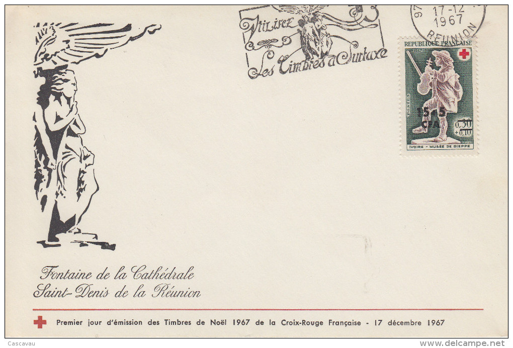 Enveloppe  Flamme  1er   Jour   REUNION    CROIX    ROUGE    SAINT    DENIS    1967 - Autres & Non Classés