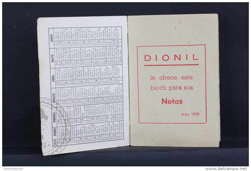 Vintage 1959 Small Calendar & Notebook - Cinema/ Actors Topic: Actor: Marlon Brando - Spanish Advertising - Tamaño Pequeño : 1961-70