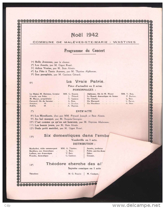 Maleves Ste Marie   Wastines   1942 - Programs