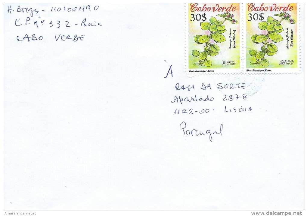 TIMBRES - STAMPS - LETTRE RECOMMANDÉ DE CAPE VERDE / CAP VERT  POUR PORTUGAL -  HERB BALM (Satureja Forbesii) - Cap Vert