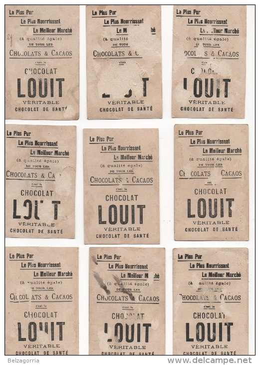 CHROMOS  HUMORISTIQUE  - CHOCOLAT LOUIT -  LOT DE 9 CHROMOS Edité Spécialement Pour La Maison LOUIT FRERES , Voir SCAN - Louit