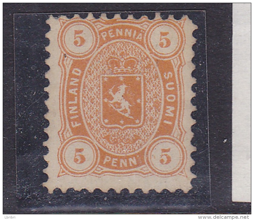 FINLANDE N° 14a 5P ORANGE BLASON DENTELÉ 11 NEUF AVEC CHARNIERE - Unused Stamps