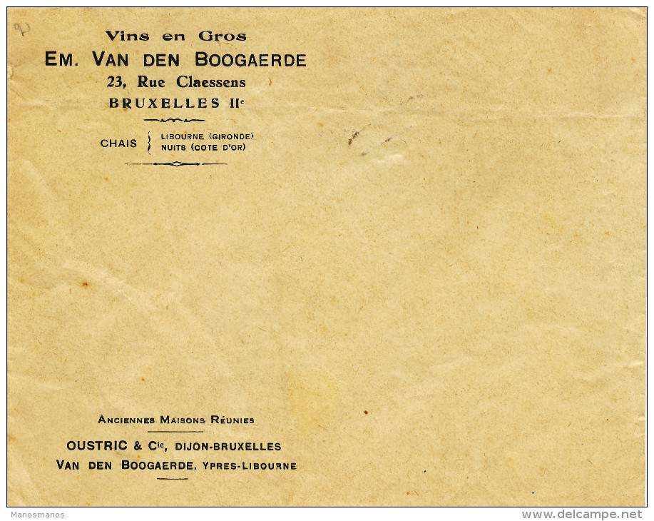 935/22 - VINS ALCOOLS BELGIQUE - Enveloppe Alcools Et Vins En Gros Van Den Bogaerde BXL II (LAEKEN) - Wijn & Sterke Drank