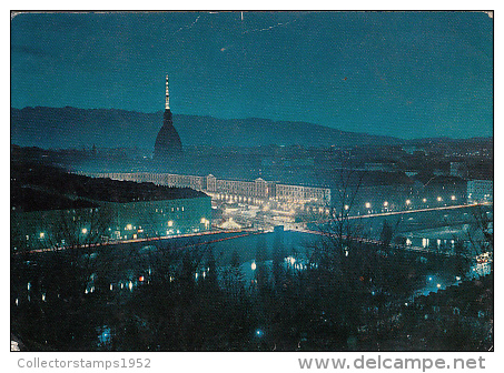 5754- TURIN- BY NIGHT, PANORAMA OF THE MOLE ANTONELLIANA, POSTCARD - Mole Antonelliana