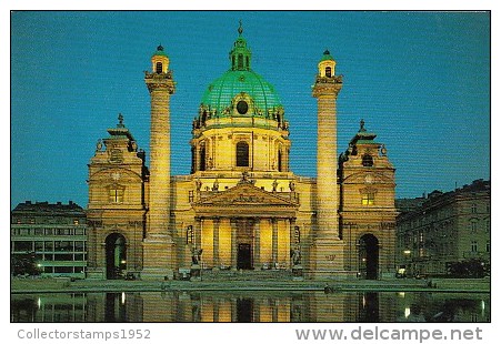 5759- VIENNA- ST CHARLES CHURCH BY NIGHT, POSTCARD - Kirchen