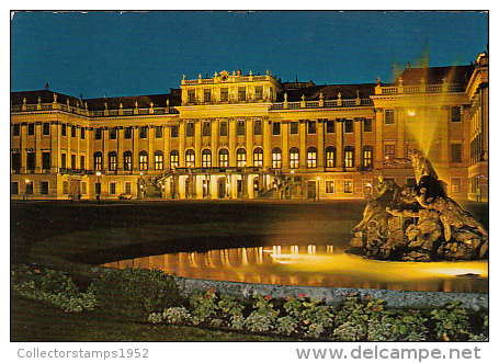 5760- VIENNA- SCHONBRUNN BY NIGHT, FOUNTAIN, POSTCARD - Castello Di Schönbrunn