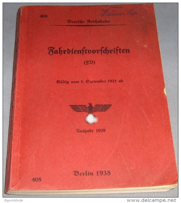 Deutsche Reichsbahn - Buch "Fahrdienstvorschriften" Ausgabe 1939 - Chemin De Fer