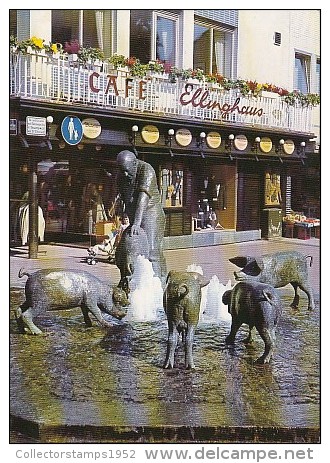 5874- BAD OEYNHAUSEN- SPA TOWN, PIG FOUNTAIN, COFFEE SHOP, POSTCARD - Bad Oeynhausen