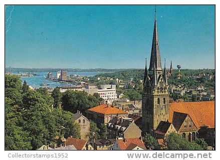 5878- FLENSBURG- TOWN PANORAMA, SHIP, POSTCARD - Flensburg