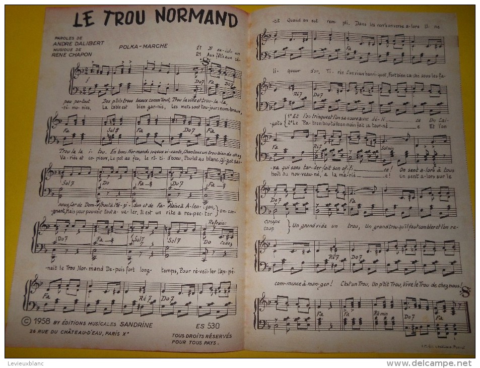 Le Trou Normand/Dalibert/ Chapon /Editions Sandrine/ IMCI Levallois Perret  /1958        PART69 - Partitions Musicales Anciennes