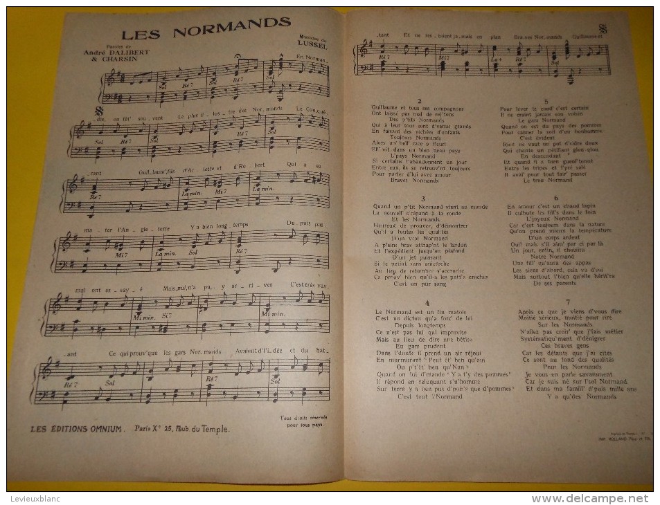 Les Normands / Chanson/ Dalibert/ /Editions Omnium/Vers 1950  PART70 - Partitions Musicales Anciennes