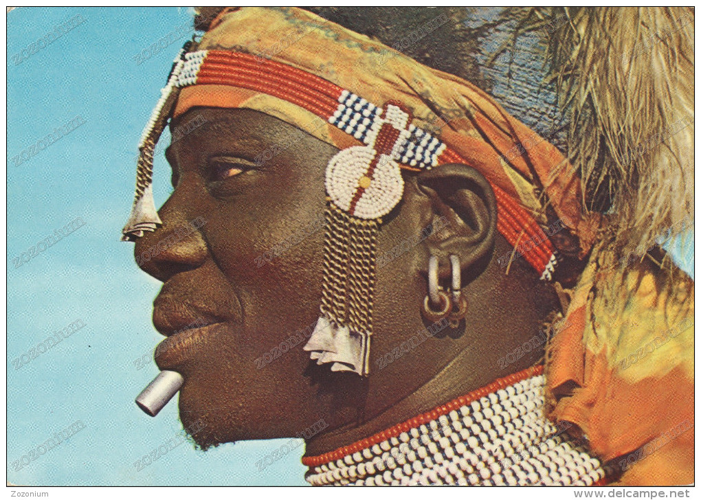 AFRICA, , SUK DANCER, 1965 2 Stamps Tanganyika,old Photo Postcard - Tansania