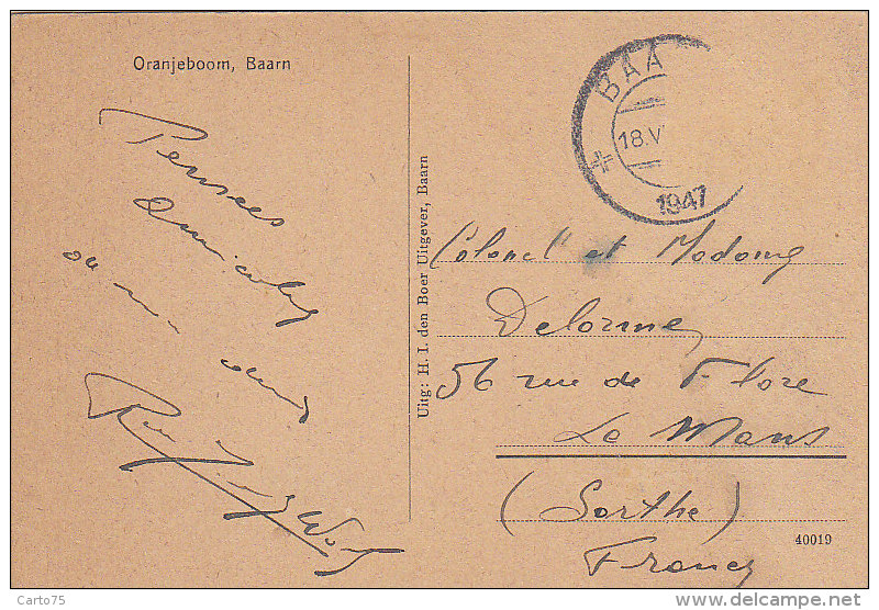 Pays-Bas - Baarn - Oranjeboom - Postmarked 1947 - Baarn