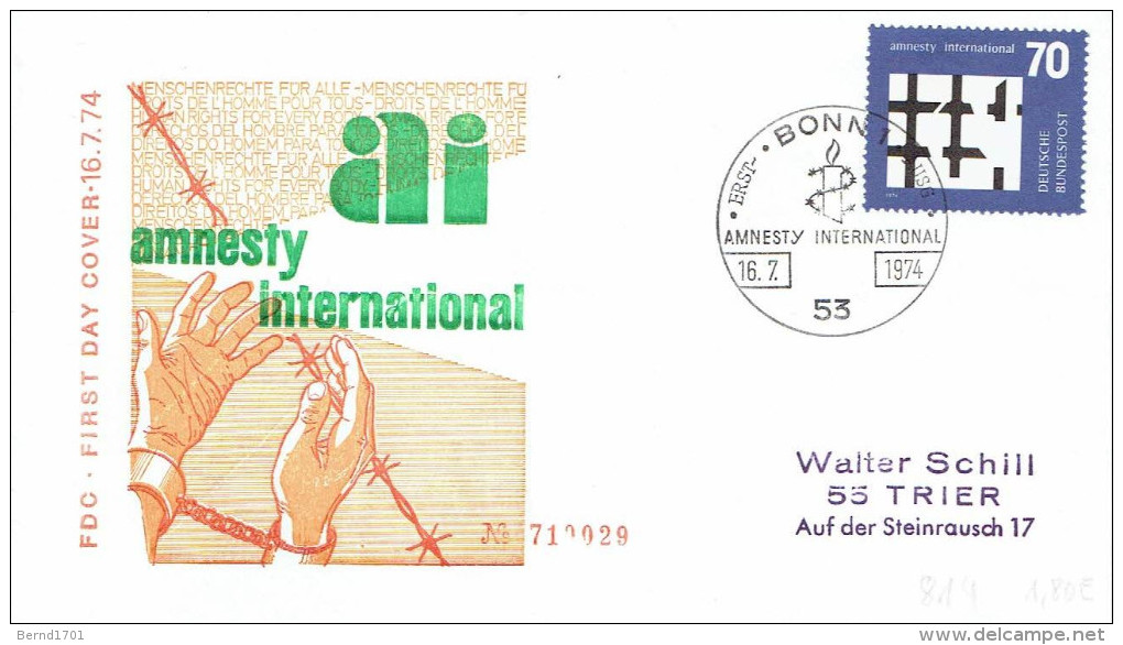 Germany   Mi-Nr 814 FDC (y777)- - 1971-1980