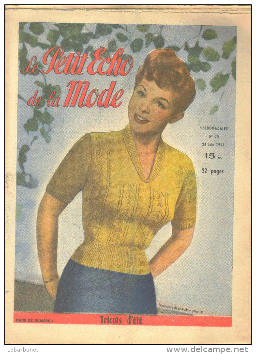 Revue Ancienne  1951"le Petit Echo De La Mode" N° 25 - Mode