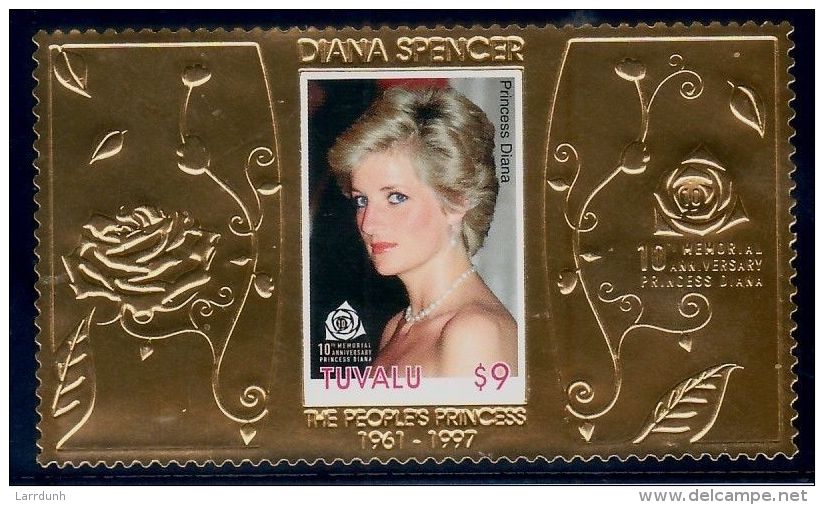 Tuvalu 1050 Diana Lady Di Gold Foil MNH 2007 A04s - Tuvalu