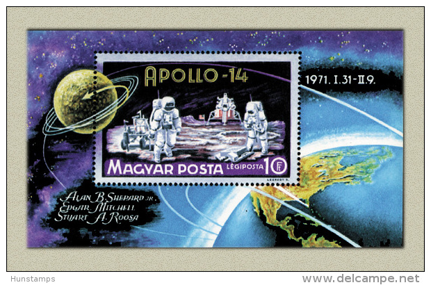 Hungary 1971. Space - Apollo 14. - Sheet MNH (**) Michel: Block 80A / 5 EUR - Ongebruikt