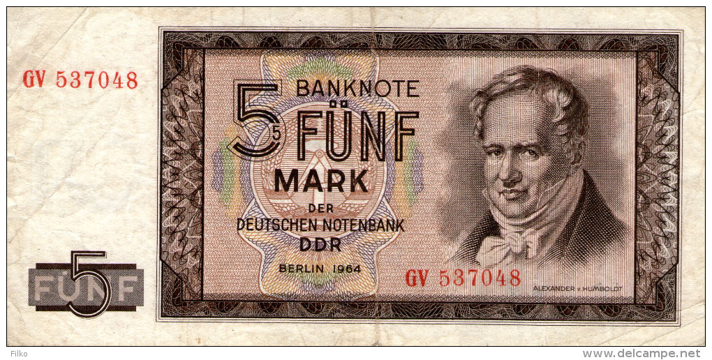 DDR,5 Mark,1964,P.22,see Scan - 5 Deutsche Mark